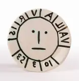 Vallauris by Pablo Picasso, 1953, Piatto di ceramica in terracotta bianca con ossido nero e smalto bianco, offered Dec 2023