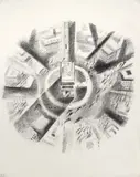 Robert Delaunay, Place de l'Étoile (Arc de Triomphe), 1926, lithograph