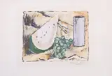 Ardengo Soffici, Vaso viola, cocomero e uva, 1963, lithograph a colori