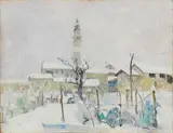 Toni Piccolotto, Neve a Lentiai, oil on compensato