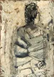 Mario Sironi, Figura, mixed media on paper applicata on canvas