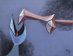 Maurice Henry, Senza titolo, 1965, charcoal and pastel on paper
