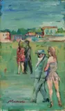 Al parco by Mino Maccari, oil on compensato, offered Dec 2023
