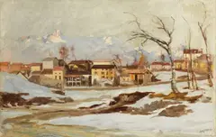 Luigi Cima, Disgelo a Villa di Villa, 1920, oil on canvas
