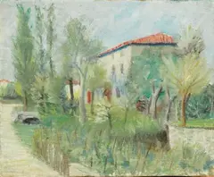 Adriano Spilimbergo, Case in campagna, oil on canvas