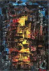 Mario Nigro, Senza titolo, 1959, oil on paper applicata on canvas