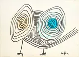 Roberto Crippa, Senza titolo, pennarello on paper applicata on canvas
