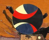 Roberto Crippa, Sole, 1971, collage on panel
