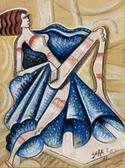 Hugo Scheiber, Ballerina, mixed media on card