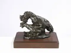 Antonio Ligabue, Gallo e gallina accoppiati, 1938, scultura in bronze