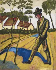 Passeggiata nei campi by Hugo Scheiber, tempera on card, offered Dec 2023