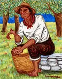 Giuseppe Migneco, Raccoglitore di limoni, oil on canvas