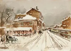 Giulio Falzoni, Nevicata, watercolour on card