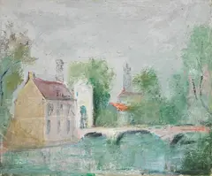 Adriano Spilimbergo, Paesaggio nordico, oil on canvas