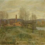Galileo Chini, La fornace sull'Arno, oil on canvas