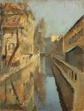 Gianni Maimeri, Palazzo Visconti a S. Damiano, 1928, oil on compensato