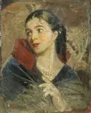 Lino Baccarini, Ragazza, oil on faesite