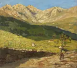 Paesaggio montano by Italo Mus, oil on canvas, offered Oct 2023