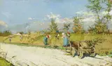 Luigi Cima, Le mietitrici, 1900, oil on tavoletta