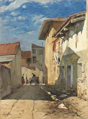 Paride Castellan, Case di Vilès, 1936, oil on compensato
