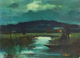 Notturno a Calambrone by Renato Natali, oil on faesite, offered Oct 2023