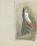 Vincenzo Cabianca, Studio di figura, tempera on paper