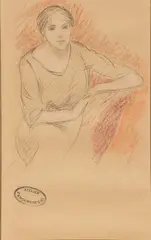 Federico Zandomeneghi, Femme assise vue de face, pastel and charcoal on paper