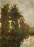 Guglielmo Ciardi, Il Sile a Quinto, 1880, oil on tavoletta
