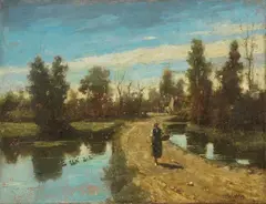 Strada a Ospedaletto di Istrana by Guglielmo Ciardi, oil on canvas, offered Oct 2023
