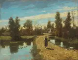 Guglielmo Ciardi, Strada a Ospedaletto di Istrana, oil on canvas