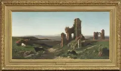 Armenti e rovine nella campagna romana by Achille Vertunni, oil on canvas, offered Oct 2023