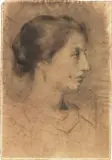 Domenico Morelli, Volto femminile, charcoal on paper