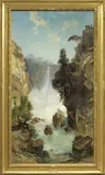 Paesaggio con cascata (Veduta ideale di Tivoli) by Herman David Salomon Corrodi, oil on canvas, offered Oct 2023