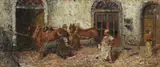 Luigi Serena, Il cambio ai Buranelli, 1882, oil on cardboard