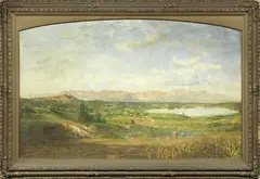 Alberto Falchetti, La mietitura del granturco in Engadina, 1908, oil on canvas