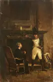 Giuseppe Barbaglia, Interno con figure, oil on canvas