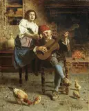 La canzone by Eugenio Zampighi, oil on canvas, offered Oct 2023