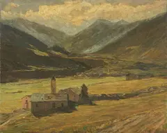 Carlo Cressini, Paesaggio montano, oil on canvas