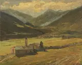 Carlo Cressini, Paesaggio montano, oil on canvas