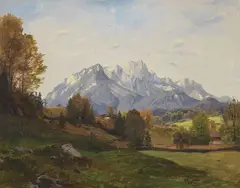 Adalbert Waagen, Paesaggio montano, oil on paper applicata on canvas