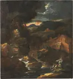 Carlo Antonio Tavella, Paesaggio fluviale con lavandaie