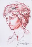 Diana by Romano Stefanelli, charcoal and sanguigna on card, offered Jul 2023