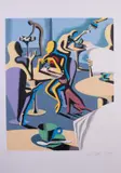 Mark Kostabi, Technological Obsession (Lives Without Bridges), 1997, screenprint a colori
