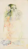 Renzo Vespignani, Ritratto di Netta, 1969, mixed media on paper applicata on canvas