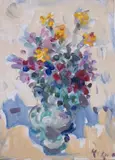Enzo Pregno, Vaso di fiori, oil on canvas