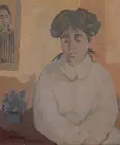 Marcello Boccacci, Donna seduta, 1964, oil on card
