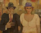 Remo Squillantini, Due figure, oil on panel