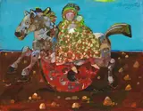 Sul cavallo a dondolo by Antonio Possenti, oil on canvas board, offered Jul 2023
