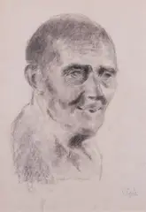 Studio di anziano by Vincenzo Caprile, charcoal on paper, offered Jul 2023