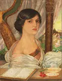 Guido Nincheri, Figura di donna, 1907, oil and mixed media on canvas